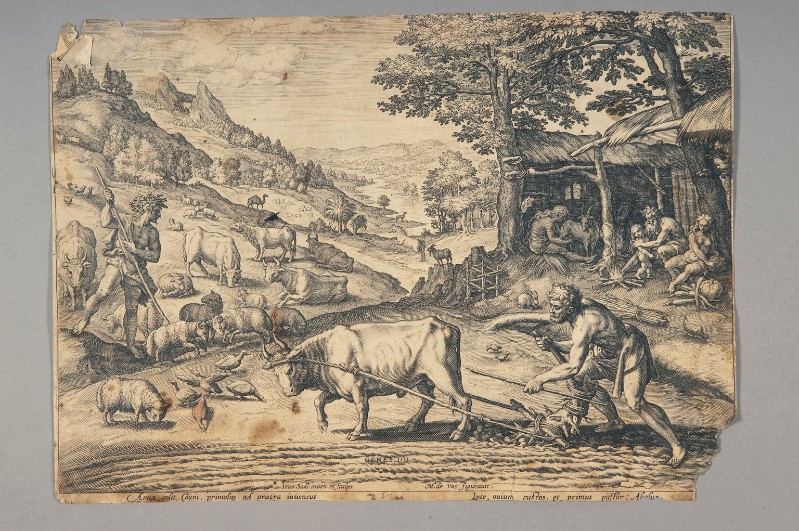 Sadeler J. (1583), Caino e Abele lavorano i campi