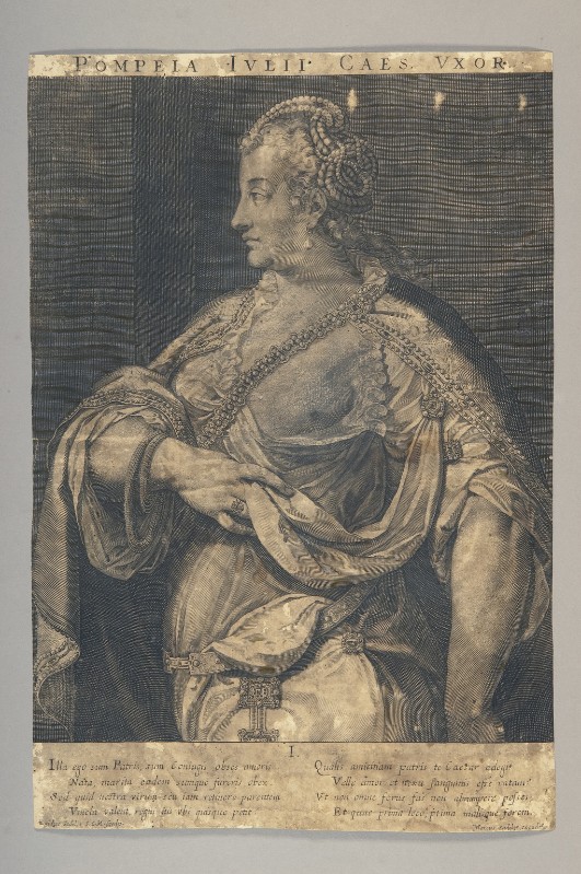 Sadeler A. primo quarto sec. XVII, Ritratto di Pompea moglie di Giulio Cesare