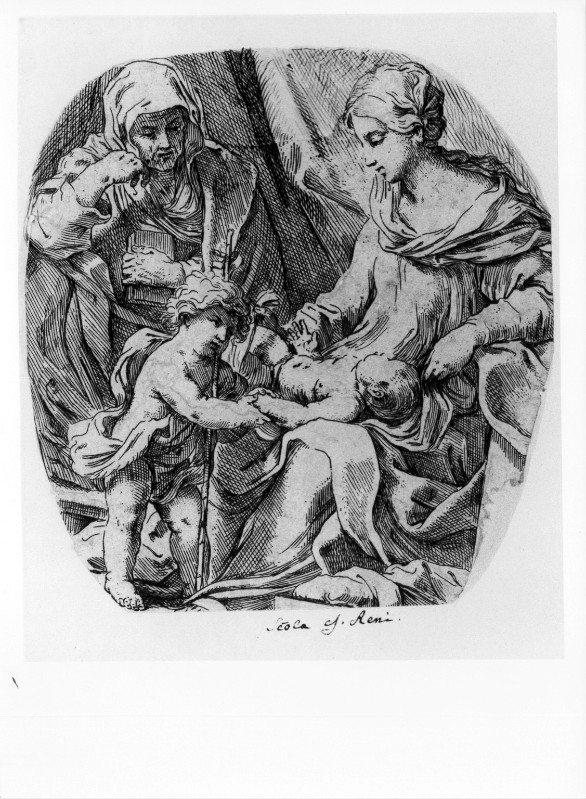 Ambito emiliano sec. XVII, Madonna con Bambino tra S. Elisabetta e S. Giovanni