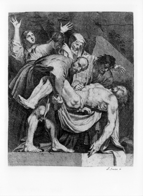 Ambito italiano, seconda metà sec. XVII, Gesù Cristo deposto nel sepolcro