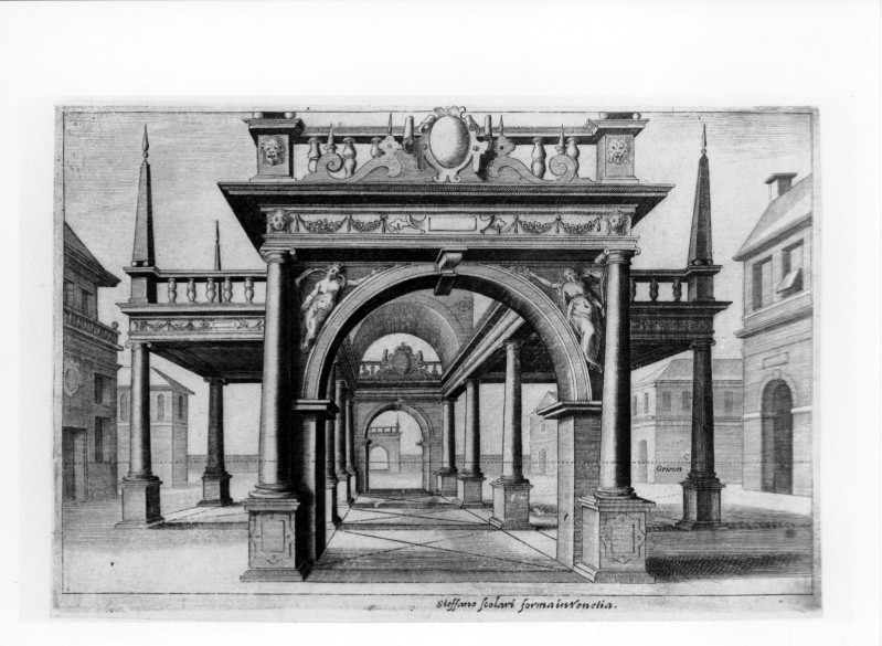 Custos D. (1610 circa), Studio prospettico con padiglione
