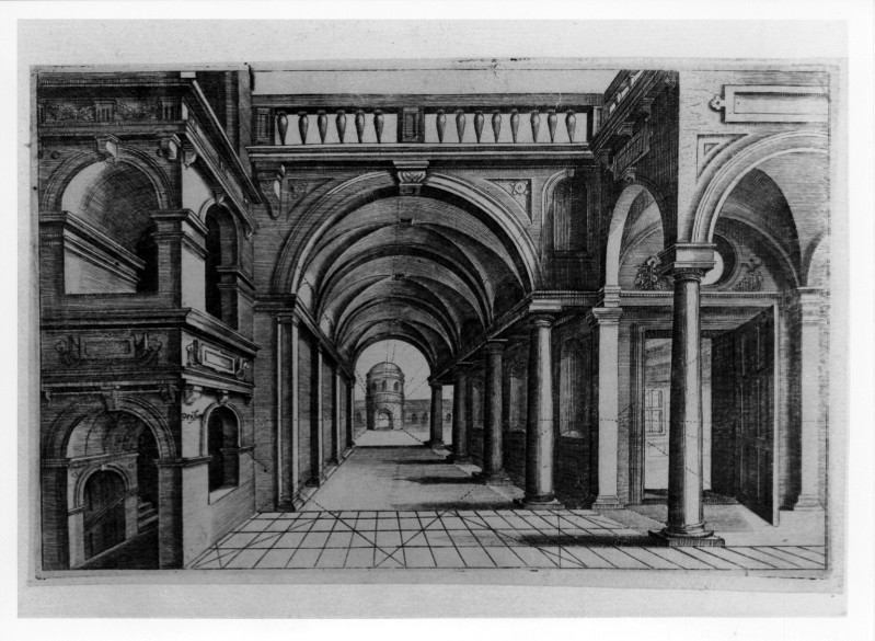 Custos D. (1610 circa), Studio prospettico con portico