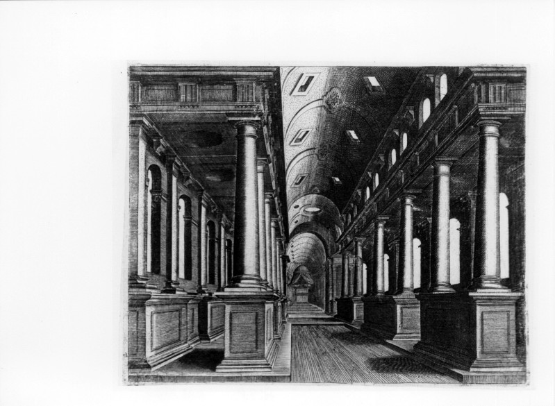 Custos D. (1610 circa), Studio prospettico di interno di chiesa a tre navate