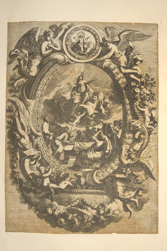 Ambito francese (1667-1699), Assunzione della Madonna entro cornice decorativa