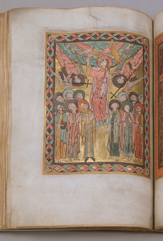 Scriptorium bavarese terzo quarto sec. XI, Miniatura con Ascensione di Cristo