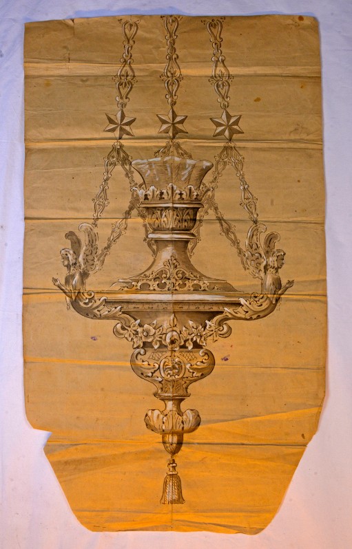 Ambito trentino sec. XIX-XX, Disegno con lampada pensile