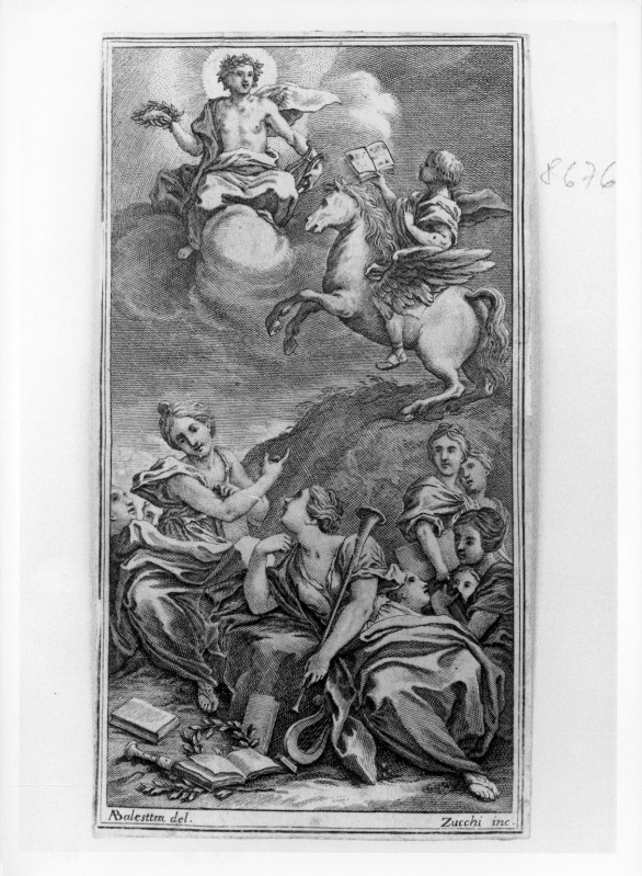 Zucchi F. (1726), Poeta a cavallo di Pegaso presenta la sua opera ad Apollo