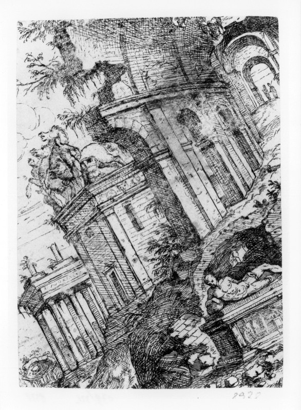 Ambito italiano (1550 circa), Veduta con rovine antiche