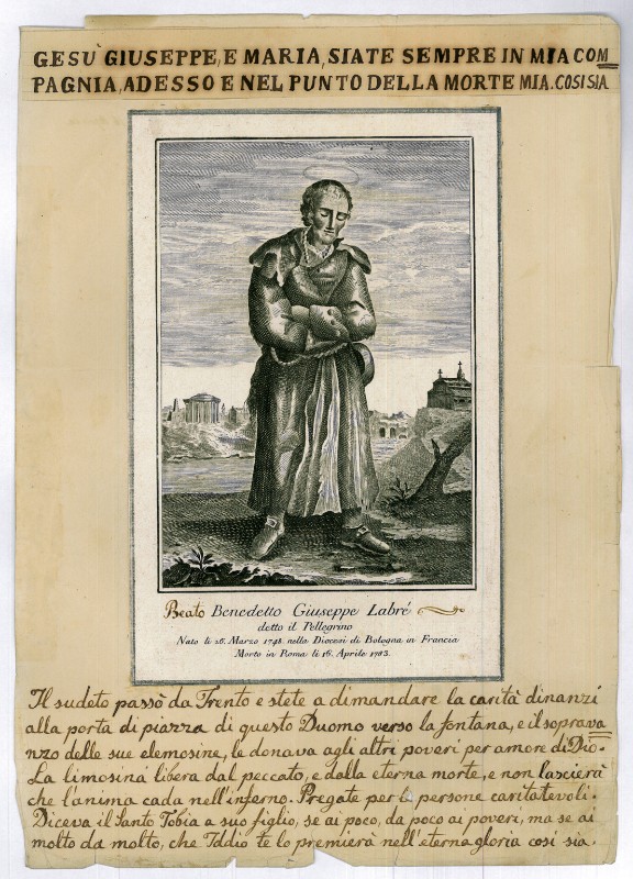 Ambito italiano fine sec. XVIII, S. Benedetto Giuseppe Labre