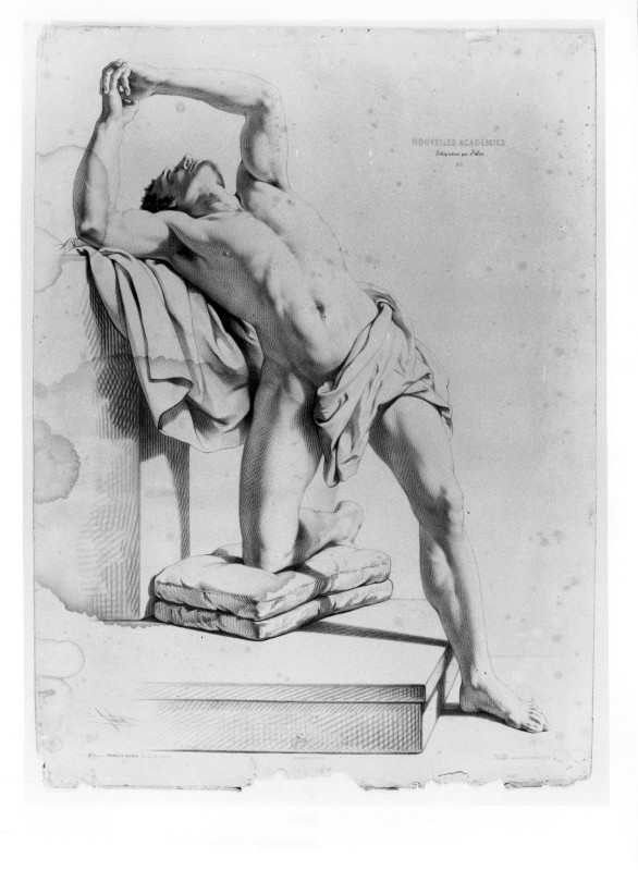 Julien B. R. sec. XIX, Nudo virile con ginocchio poggiato su cuscini