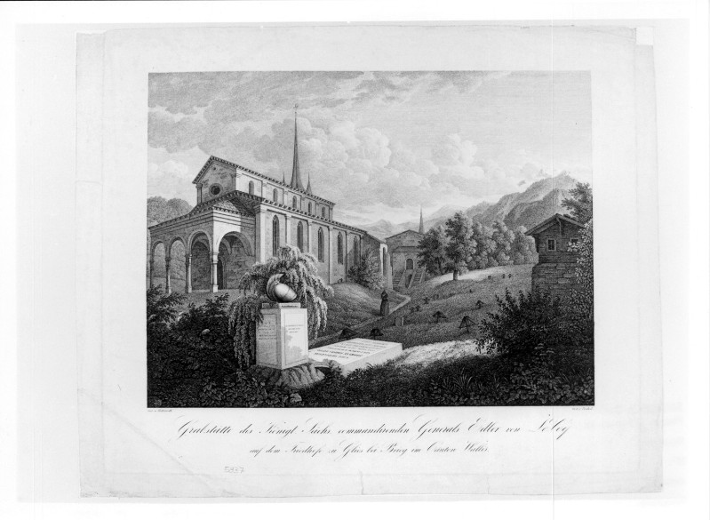 Pescheck C. (1830-1847), Veduta della tomba del generale Edler von Lecoq
