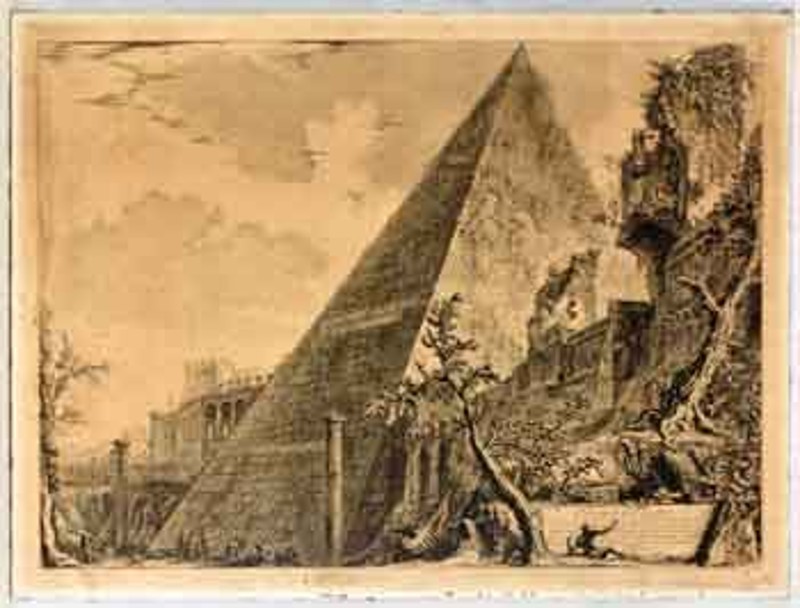 Piranesi G. B. (1755), Veduta della piramide di Caio Cestio a Roma
