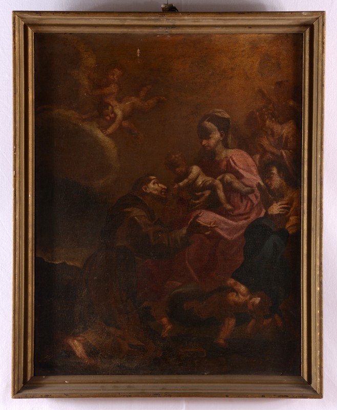 Ambito veneto sec. XVIII, Madonna con Gesù Bambino e S. Francesco d'Assisi