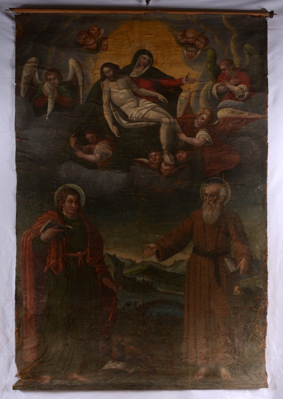 Ambito trentino prima metà sec. XVII, Pietà in gloria e santi