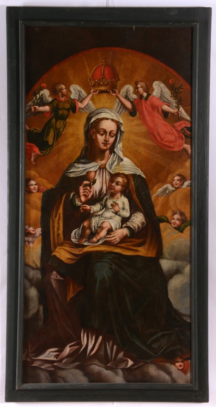 Ambito trentino prima metà sec. XVII, Madonna con Gesù Bambino in gloria