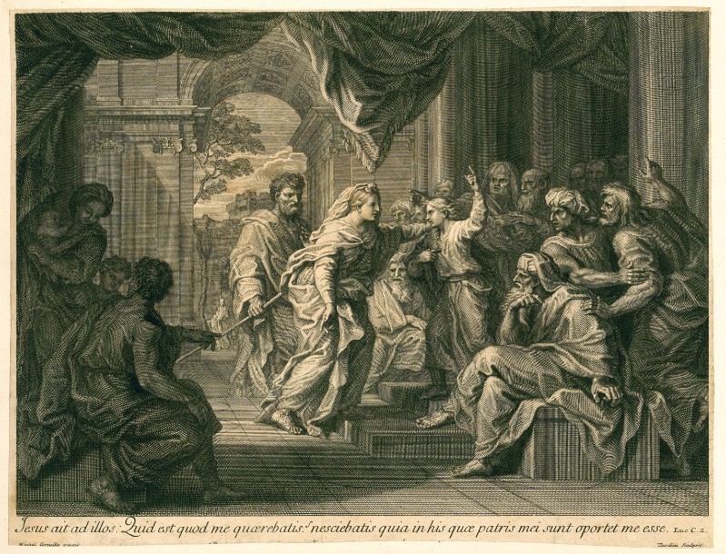 Tardieu N. H. (?) prima metà sec. XVIII, Ritrovamento di Gesù fanciullo