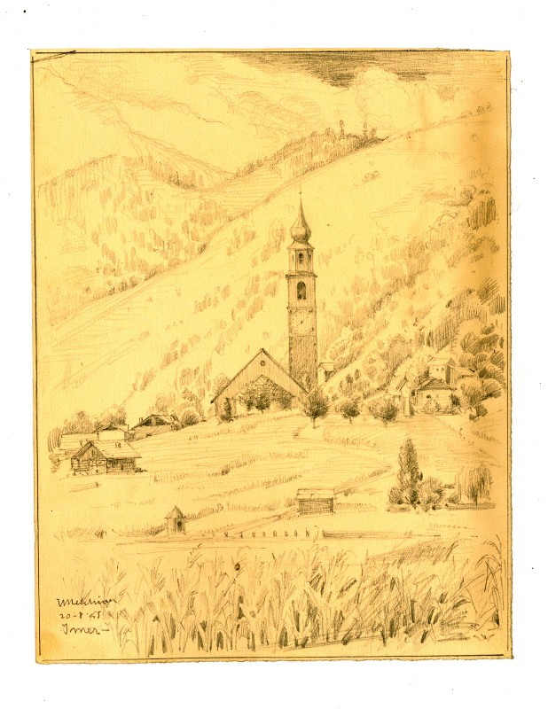 Melchiori V. (1945), Veduta della chiesa dei Ss. Pietro e Paolo a Imer