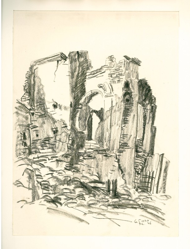 Polo G. (1946), Un aspetto della chiesa di S. Martino dopo i bombardamenti
