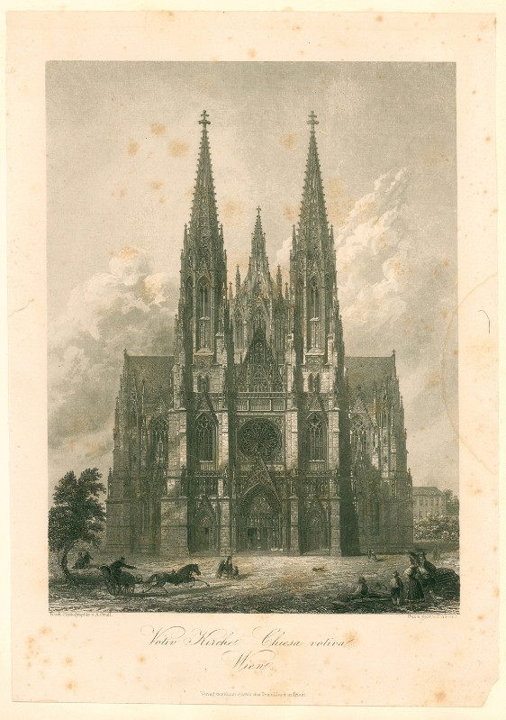 Ahrens P. terzo quarto sec. XIX, Veduta della Votivkirche di Vienna