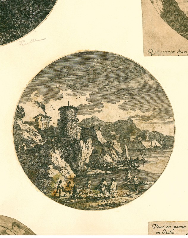 Ambito francese metà sec. XVII, Veduta di un porto di mare