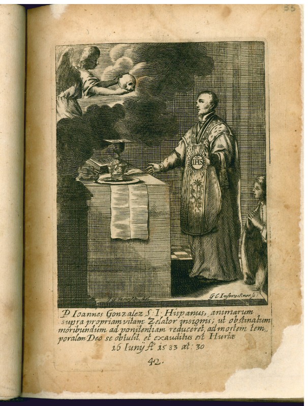 Insbruckner G. C. inizio sec. XVIII, Angelo appare a padre Giovanni Gonzalez