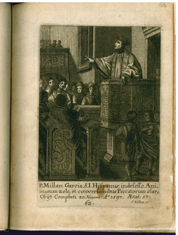 Kilian J. inizio sec. XVIII, Padre Emiliano Garzia predica da un pulpito