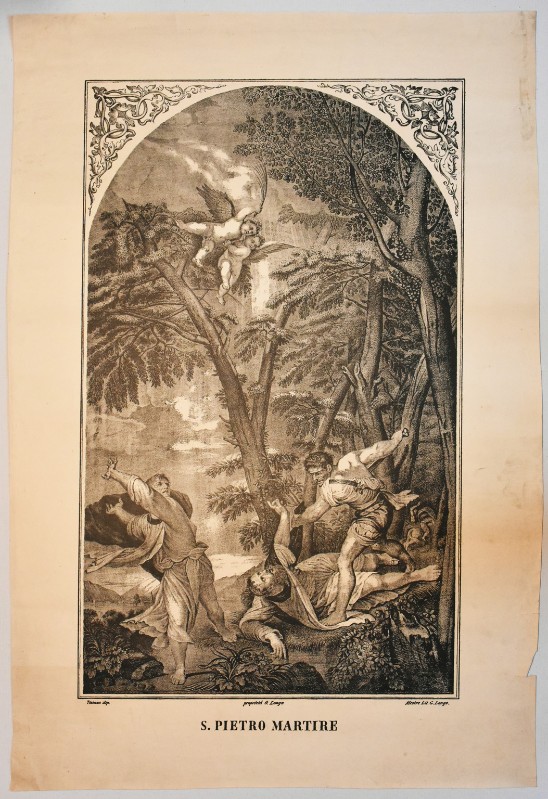 Litografia Longo seconda metà sec. XIX, Martirio di S. Pietro da Verona 2/2