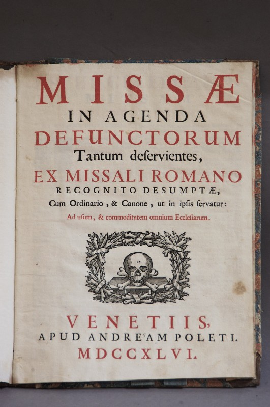 Tipografia Poleti (1746), Missae in Agenda Defunctorum