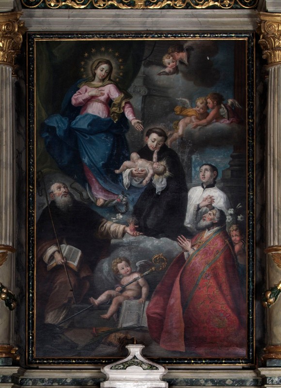 Ambito trentino prima metà sec. XVIII, Madonna con Gesù Bambino e santi