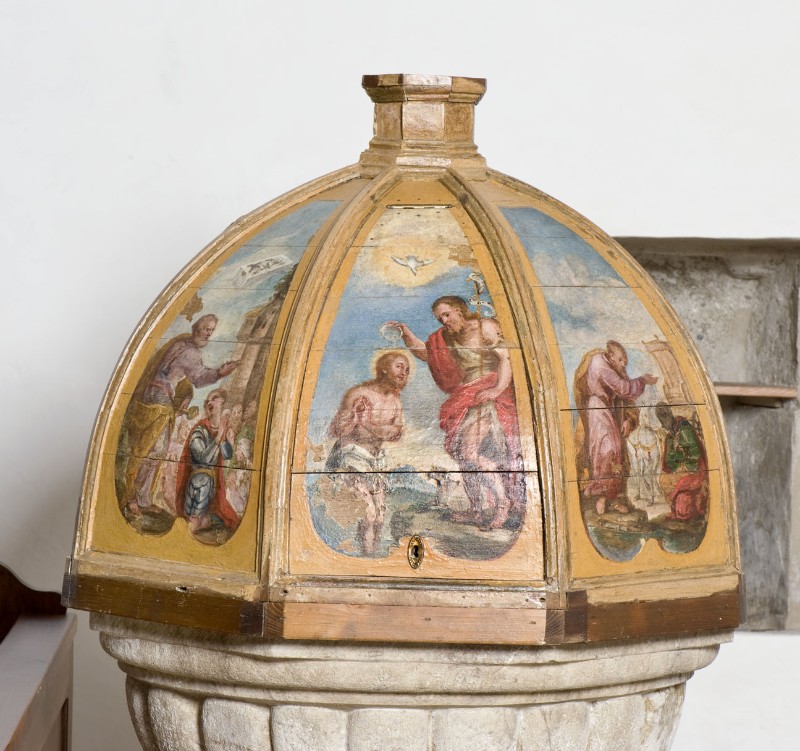 Bottega trentina sec. XVII, Coprifonte battesimale