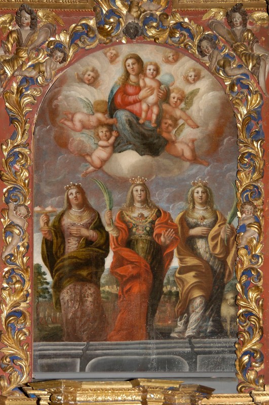 Ambito trentino sec. XVII-XVIII, Madonna con Gesù Bambino e sante