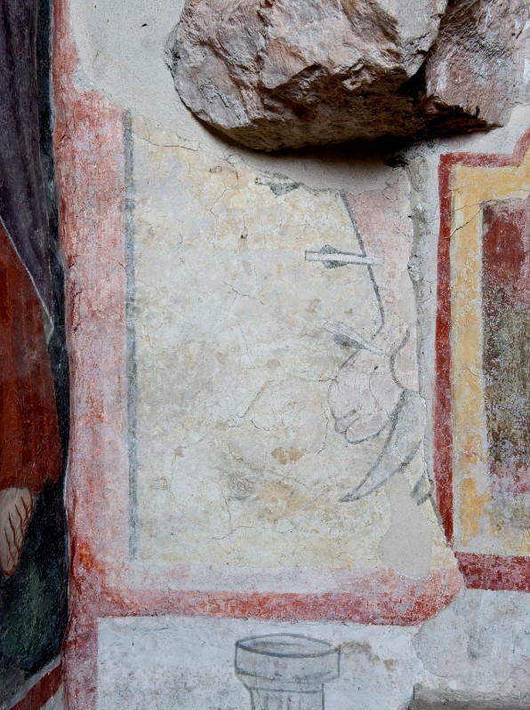Maestro di Sommacampagna (?) sec. XIV, Frammento di affresco con S. Sebastiano