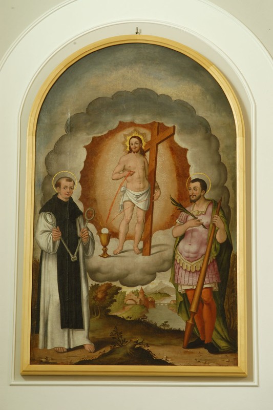 Ambito oltralpino sec. XVII, Cristo della gloriosa passione e Santi