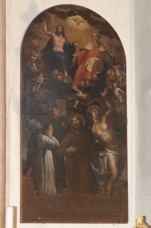 Ambito veneto sec. XVII, Trinità in gloria fra santi