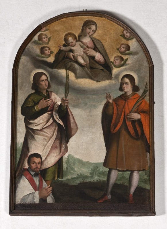 Ambito bellunese sec. XVII, Madonna con Bambino e SS. Gervasio e Protasio