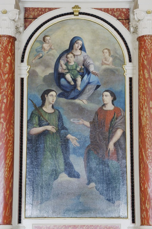 Ambito friulano sec. XIX, Madonna con Gesù Bambino e santi