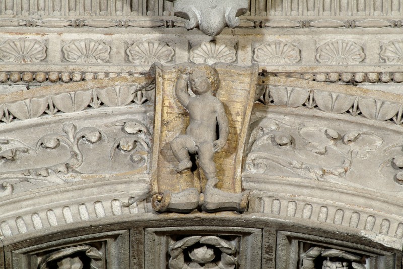 Bottega vicentina (1505), Putto su cartiglio
