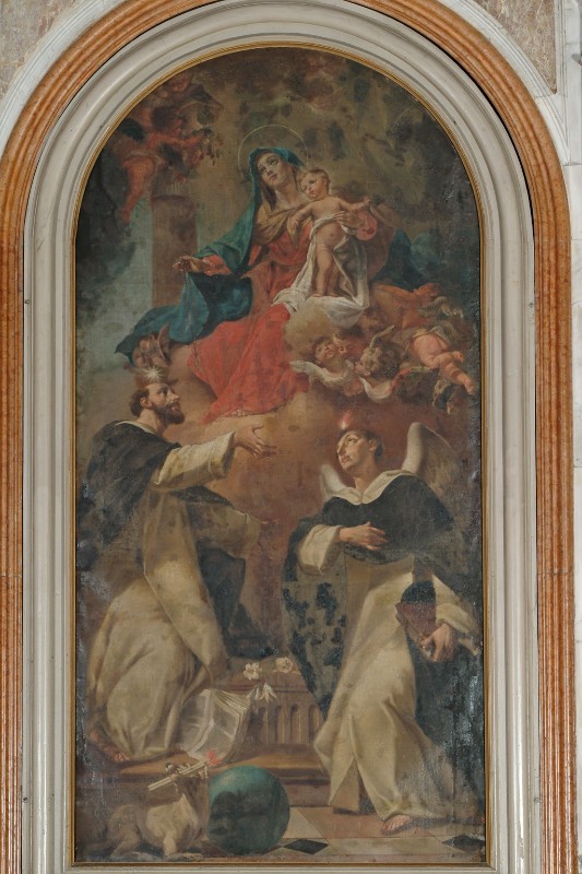 Maniera di Pittoni G.B. sec. XVIII, Madonna con Gesù Bambino e santi