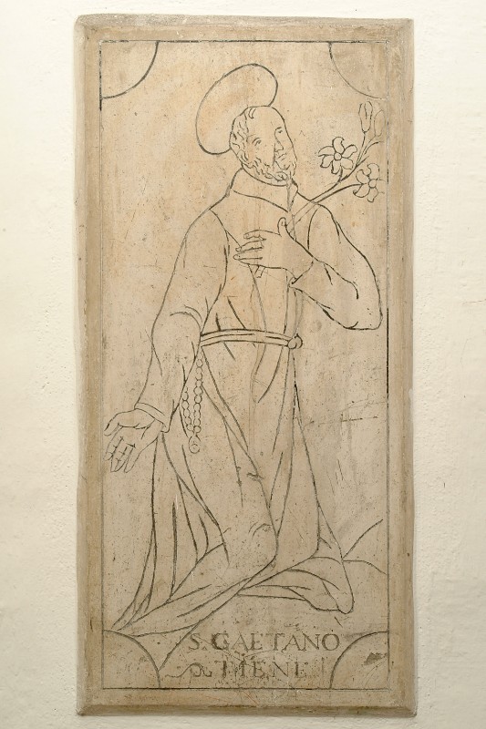 Bottega veneta sec. XVIII, Lastra con San Gaetano Thiene