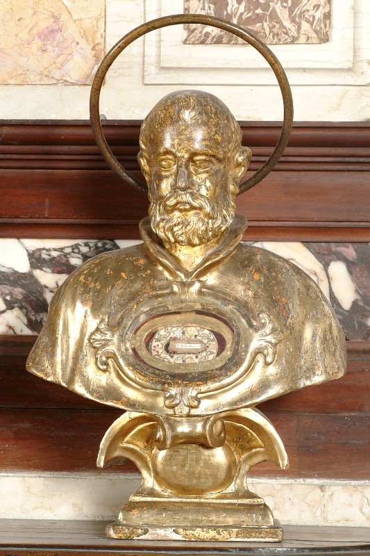 Bottega veneta sec. XVIII, Busto reliquiario in legno dorato 8/8
