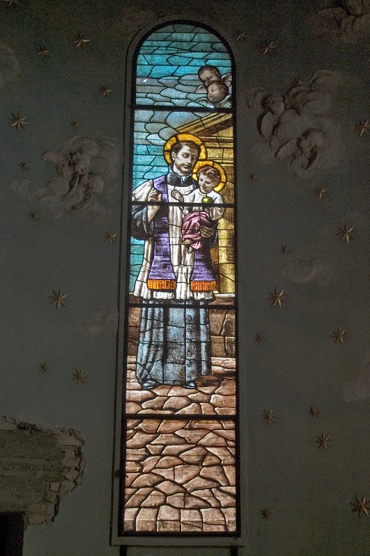 Bottega veneta sec. XX, Vetrata con San Gaetano Thiene e Gesù Bambino