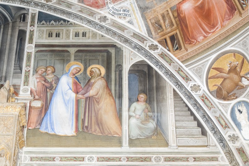 Giusto de' Menabuoi sec. XIV, Maria visita Sant'Elisabetta con le ancelle