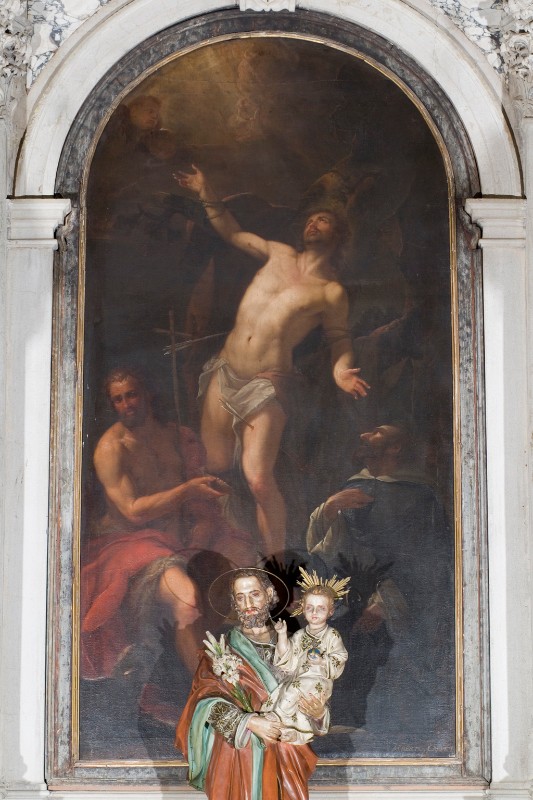 Calvetti A. sec. XVIII, San Sebastiano con San Giovanni Battista e San Raimondo