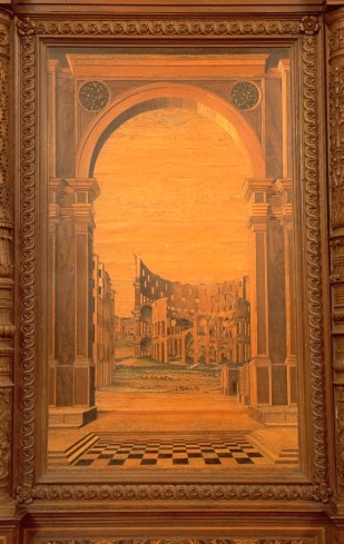 Giovanni da Verona sec. XVI, Paesaggio con architetture e anfiteatro