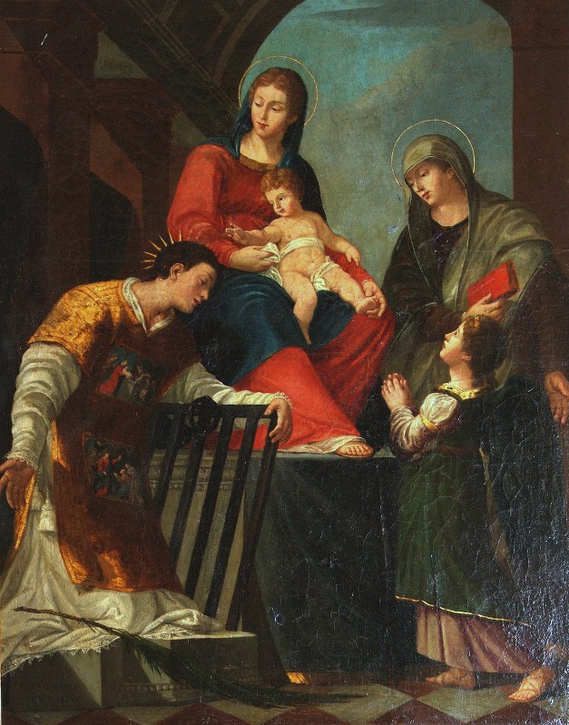 Caliari P. sec. XVIII-XIX, Madonna con Gesù Bambino e santi
