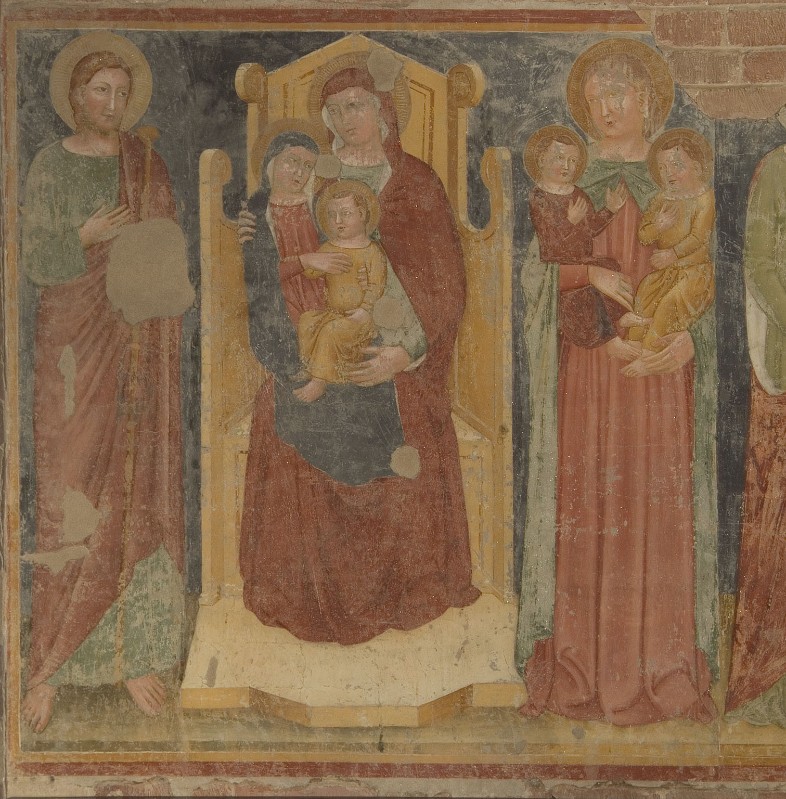 Secondo Maestro di San Zeno sec. XIV, Sant'Anna metterza tra San Giacomo e santa