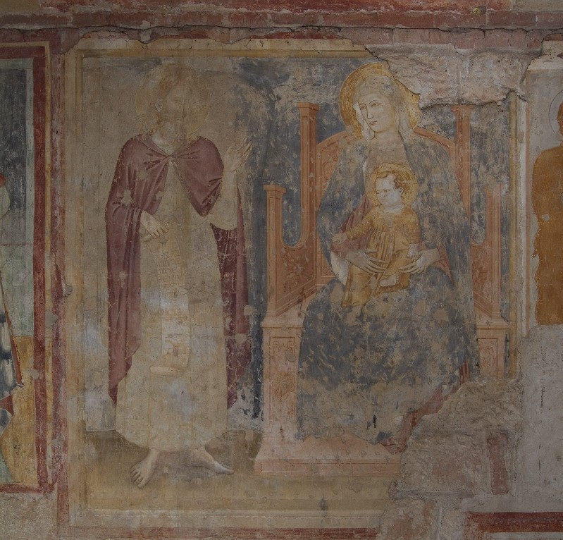 Primo Maestro di San Zeno sec. XIV, Madonna con Gesù Bambino e San Giovanni