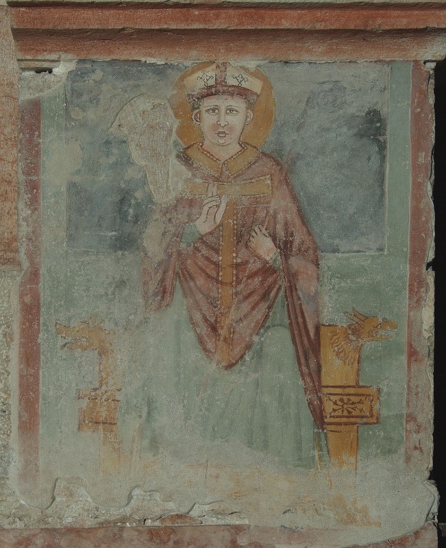 Ambito veronese sec. XIV, San Zeno vescovo in cattedra con pastorale