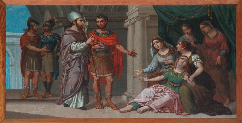 Ambito veneto sec. XIX, San Zeno esorcizza la figlia dell'imperatore Gallieno