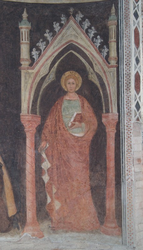 Martino da Verona sec. XIV-XV, Santo con veste rossa e libro in mano